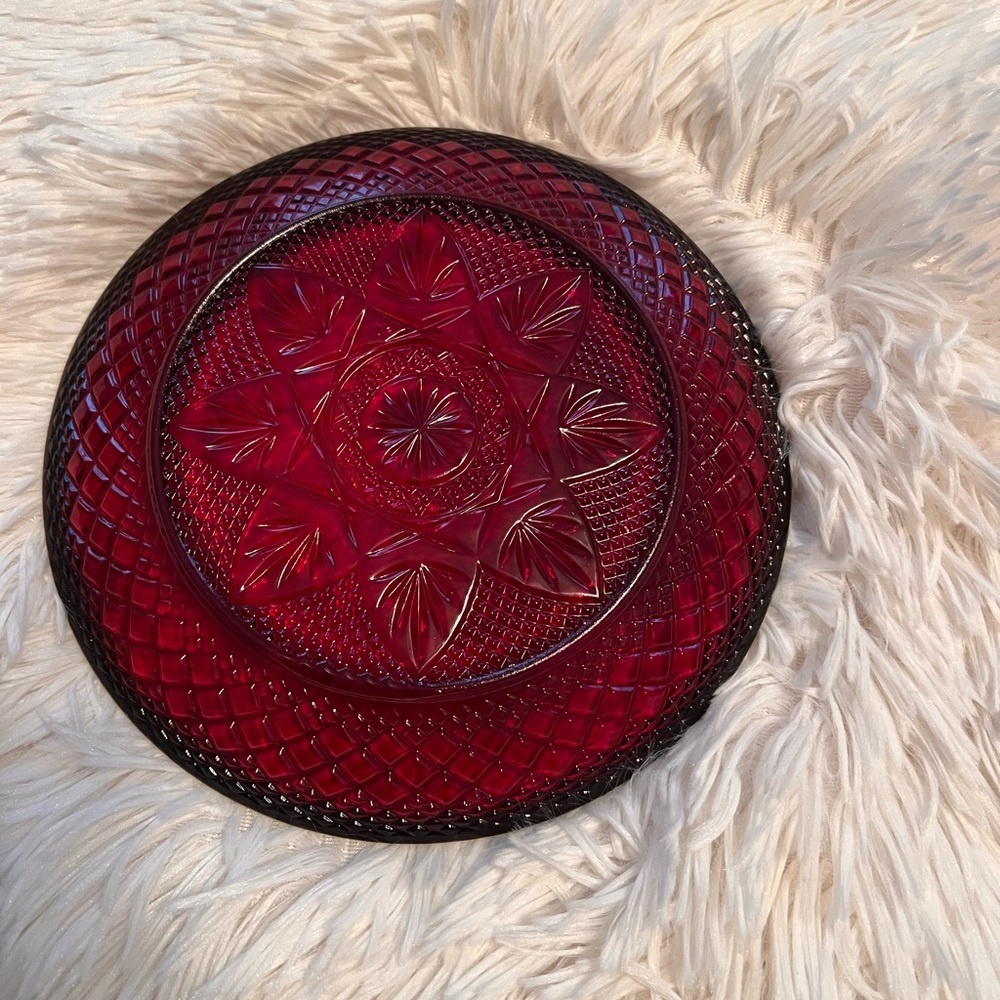 Elegant Red Glass Decorative Plate